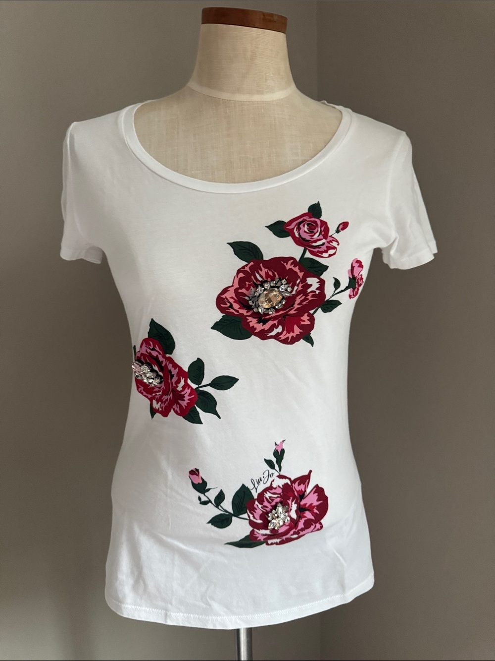 Liu-jo embellished rose t-shirt